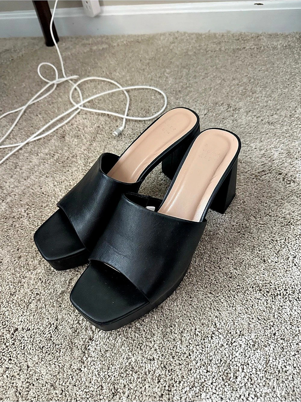 A New Day Black Block Heel Mules Like New